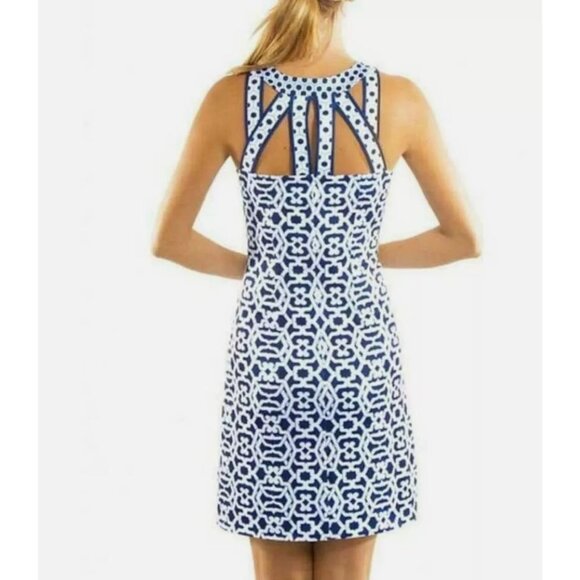 Gretchen Scott Dress Women's Size Large Don Cesar Beach Rio Gia Navy White New w - Picture 2 of 9